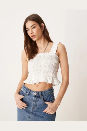 Glamorous Shirred crop top in