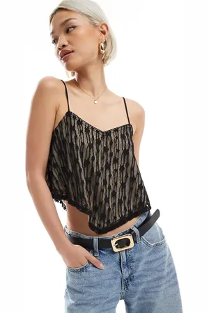 Miss Selfridge Lace floaty split back cami top