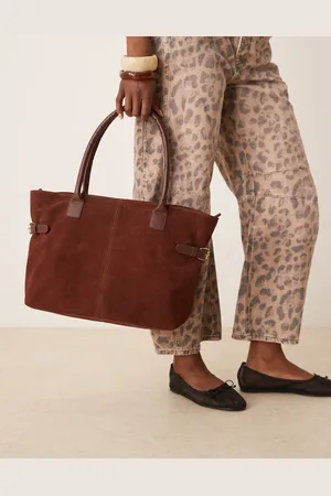 Barneys Originals Suede shoulder bag in chocolate
