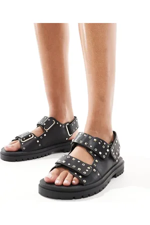 ASOS Fuse chunky sandal with gold hardware in