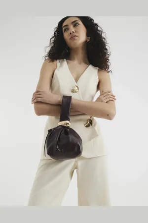 River Island Burgundy metal grab bag in - dark