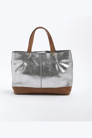 River Island Metallic leather shopper bag in