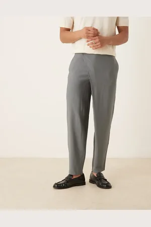 ASOS Oversize tapered smart trousers with wrap front in grey