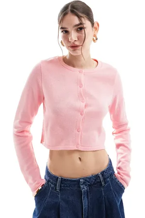 ASOS Knitted crew neck cropped cardigan in
