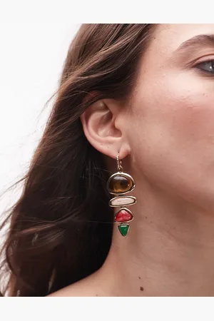 Topshop Eleanor drop earrings with semi-precious stones in