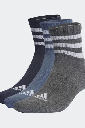 adidas 3-stripes cushioned sportswear low-cut socks 3 pairs in legend ink / preloved ink / da