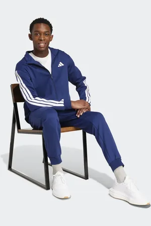adidas Sportswear basic 3-stripes fleece track suit in dark