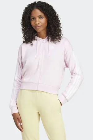 adidas Essentials 3-stripes french terry full-zip hoodie in clear / white