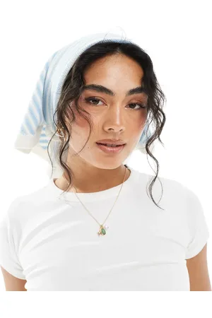 ASOS Knitted square neck head scarf in stripe
