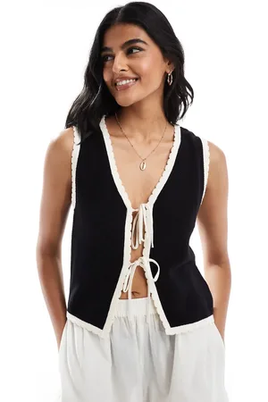 ASOS Knitted waistcoat with contrast tipping in and cream
