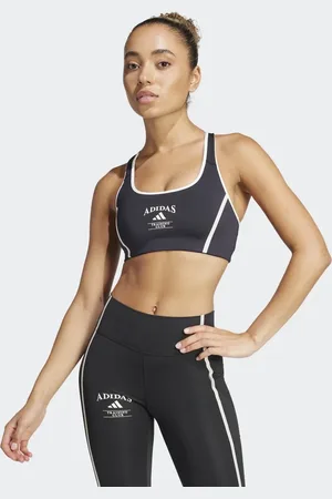 adidas Powerimpact medium-support heritage bra in / chalk white