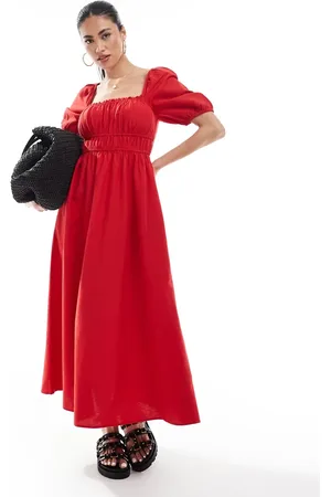 New Look Puff sleeve milkmaid dress in