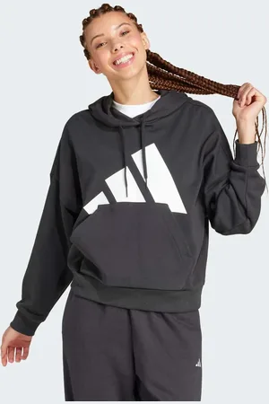 adidas Essentials big logo french terry loose hoodie in / white