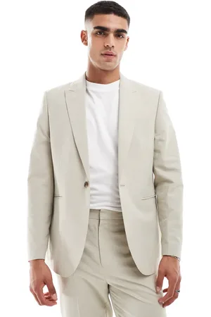 ASOS Regular suit jacket in textured fabric in stone