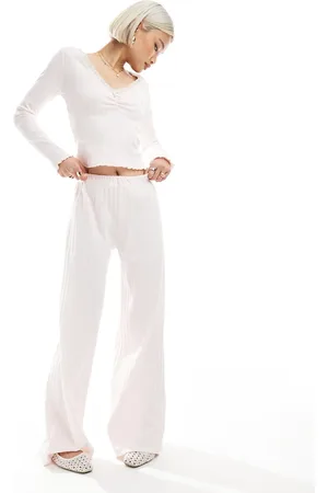 Miss Selfridge Pointelle wide leg trouser co ord in