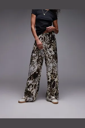 & OTHER STORIES Satin pull-on wide leg trousers in animal print