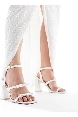 Be Mine Bridal Angelin bow block heel sandals in ivory