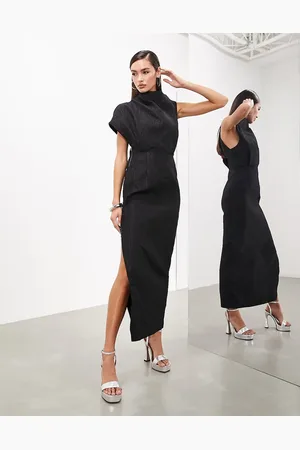 ASOS Statement textured high neck sleeveless maxi dress in