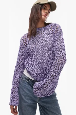 & OTHER STORIES Crochet knit sweater with tape detail in lilac