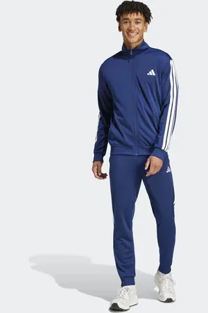 adidas Sportswear basic 3-stripes tricot track suit in dark