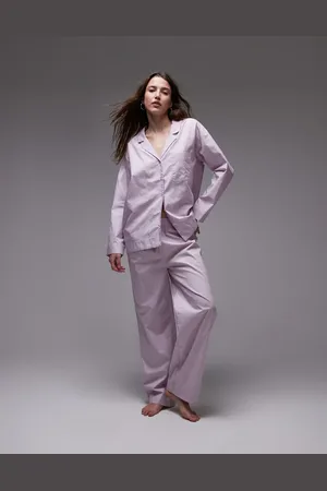 MANGO Cotton wide leg pyjama trouser co-ord in