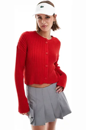 ASOS Crew neck button through cardigan in cotton blend in