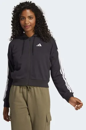 adidas Essentials 3-stripes french terry full-zip hoodie in / white