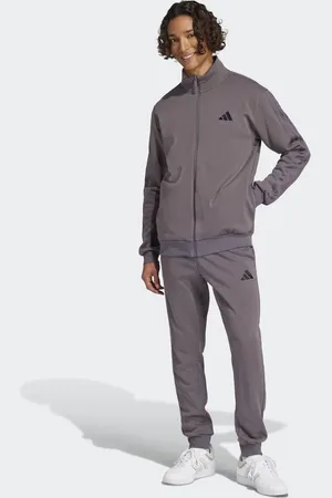 adidas Sportswear basic 3-stripes fleece track suit in strata