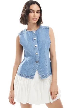Miss Selfridge Denim waistcoat in mid wash