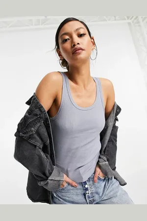 Dr Denim Ribbed vest top in grey