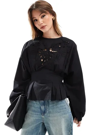 ASOS Top with cutwork detail and tie back waist