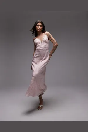 Nialaya Camille flocked midaxi dress in blush