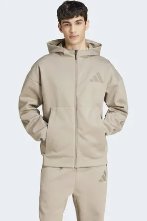 adidas Z.n.e. full-zip hooded track jacket in putty beige