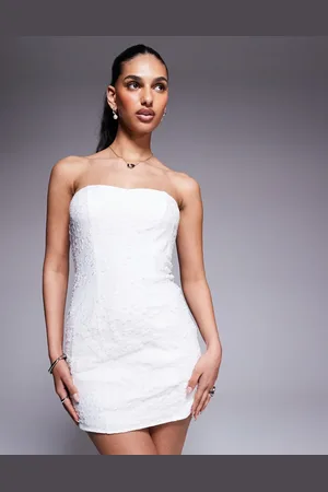 Princess Polly Structured bandeau embroidered mini dress in