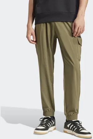 adidas Essentials small logo cargo pants in olive strata / black