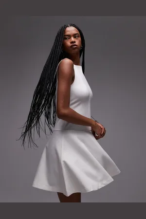 & OTHER STORIES Jersey boat neck mini dress with skater hem in off