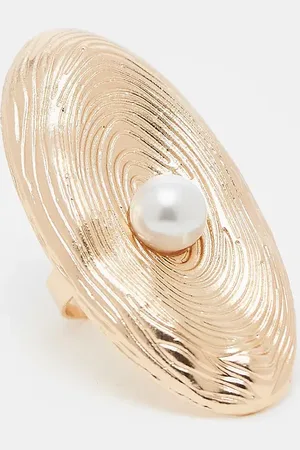 Kaiia Exclusive oval ring with pearl detail in