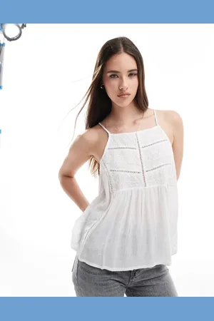 Superdry Vintage lace yoke cami top in off