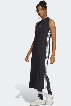 adidas Essentials 3-stripes long racerback dress in / white