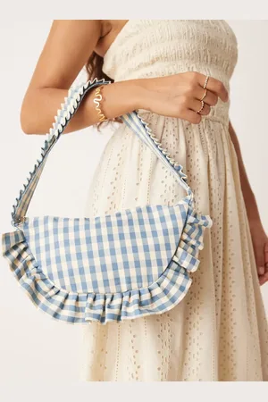 My Accessories Gingham ruffle shoulder bag in