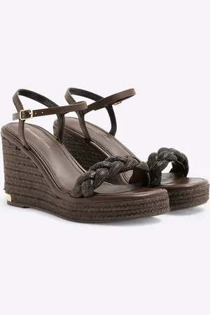 River Island Open toe embellished wedge in dark
