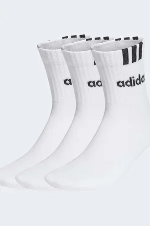 adidas 3-stripes linear half-crew cushioned socks 3 pairs in / black