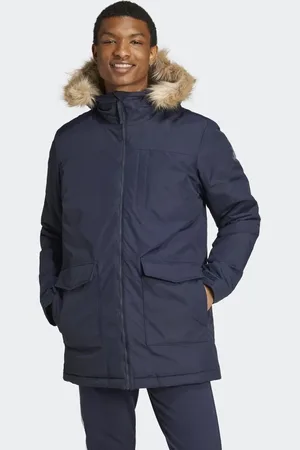 adidas Paveric fur parka in legend ink