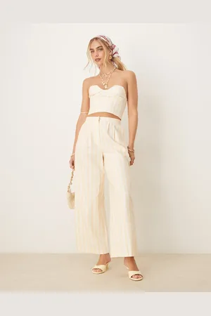 Never Fully Dressed Relaxed trousers with pockets co-ord in butter stripe