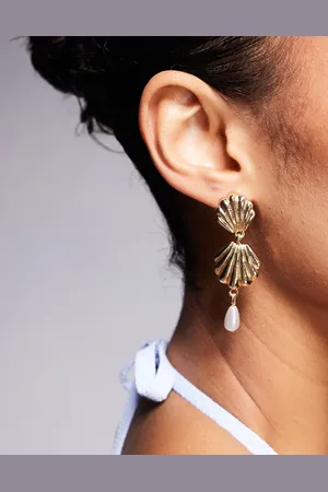 Kaiia Exclusive pearl shell drop earrings in