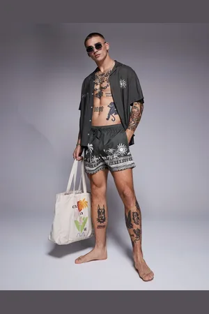 ASOS Co-ord swim shorts in short length with summer graphic in