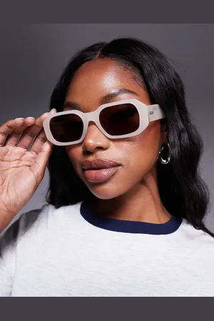 Quay Australia Quay hyped up angular rectangle sunglasses in cream