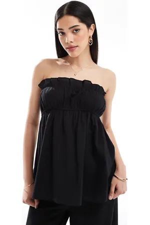 Esmée Esmee Exclusive ruched bandeau linen look top in