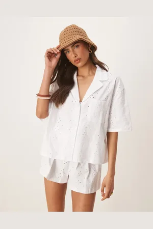 ASOS Broderie resort shirt in