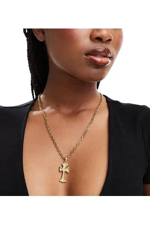 Neck On The Line Plated stainless steel long cross necklace